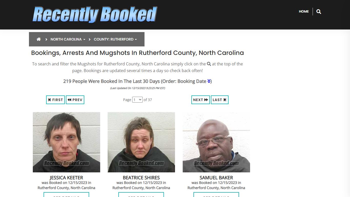 Bookings, Arrests and Mugshots in Rutherford County, North Carolina